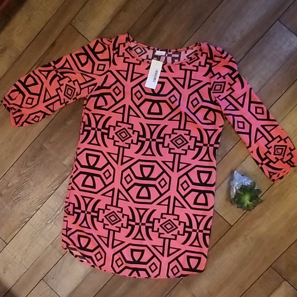 Long Tunic coral geometric large NWT large